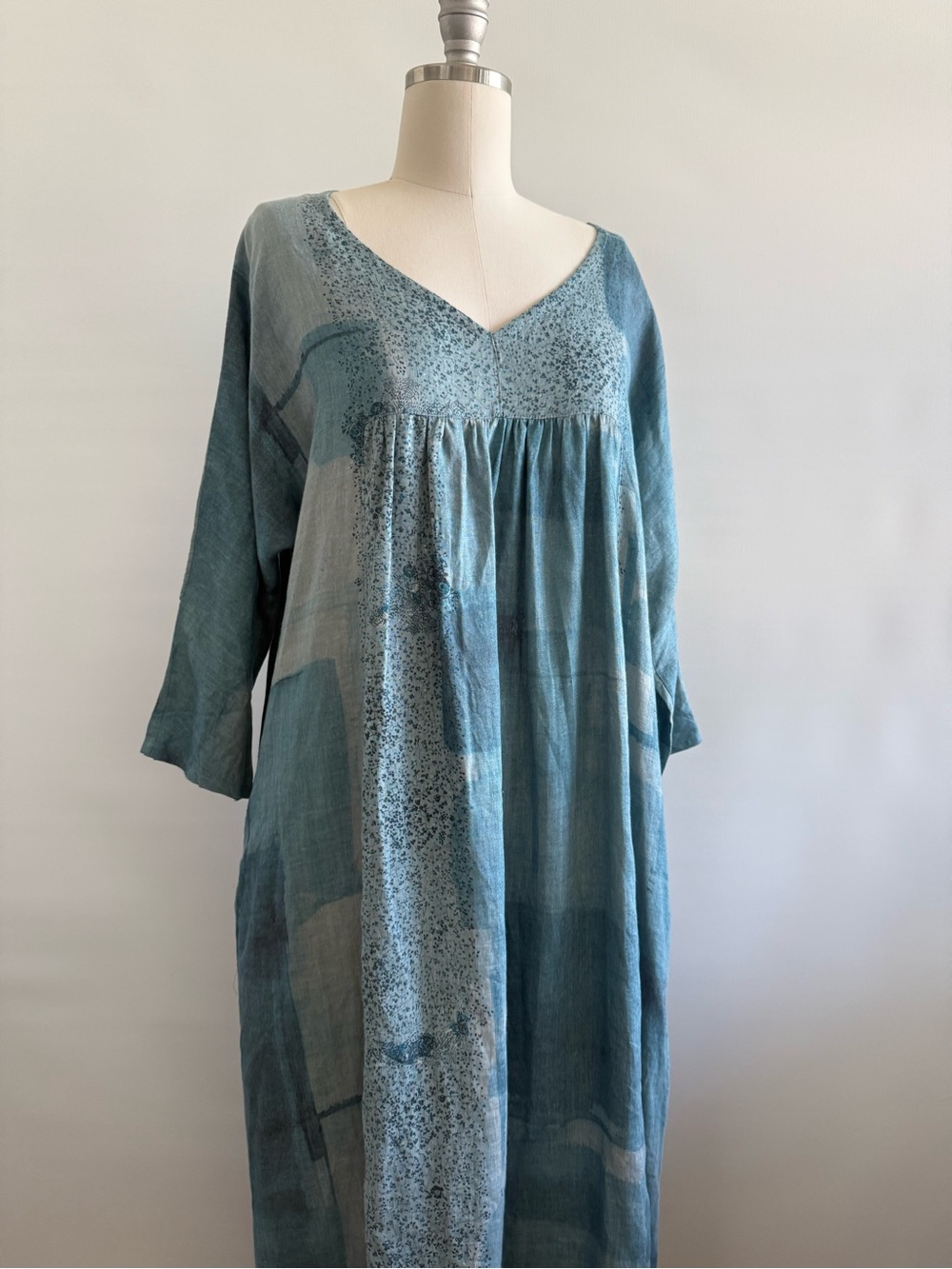 Pamela Mayer Wasner Blue V-Neck Boho Dress